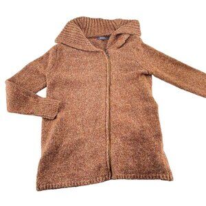 Lisa Rinna Collection Womens M Knit Zipper‎ Cardigan Sweater With Cowl Neck